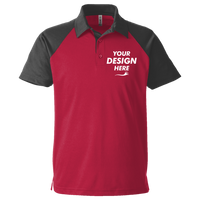 Team 365 Men's Command Snag-Protection Colorblock Polo, Sport Red / Black, Front view, Mockup