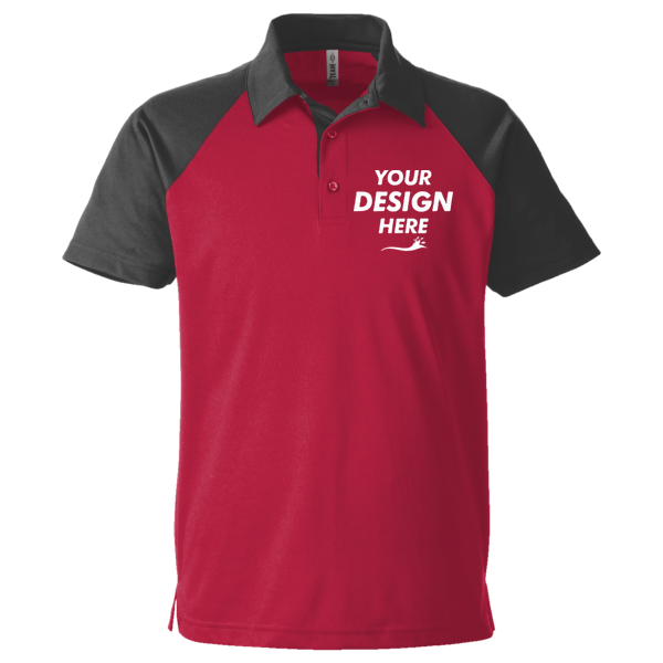 Team 365 Men's Command Snag-Protection Colorblock Polo, Sport Red / Black, Front view, Mockup