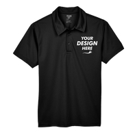 Team 365 Men's Command Snag Protection Polo, Black, Front view, Mockup