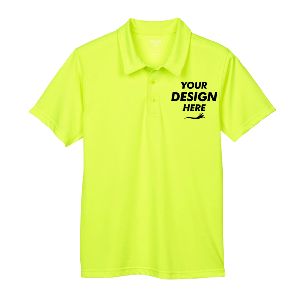 Team 365 Men's Command Snag Protection Polo, Safety Yellow, Front view, Mockup