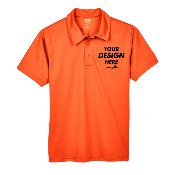 Team 365 Men's Command Snag Protection Polo, Sport Burnt Orange, Front view, Mockup