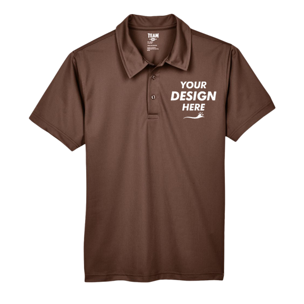 Team 365 Men's Command Snag Protection Polo, Sport Dark Brown, Front view, Mockup
