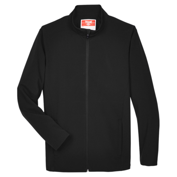 Team 365 Men's Leader Soft Shell Jacket, Black, Front view