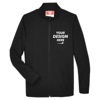 Team 365 Men's Leader Soft Shell Jacket, Black, Front view, Mockup