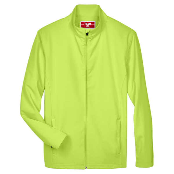 Team 365 Men's Leader Soft Shell Jacket, Safety Yellow, Front view
