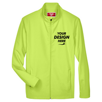 Team 365 Men's Leader Soft Shell Jacket, Safety Yellow, Front view, Mockup