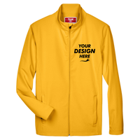 Team 365 Men's Leader Soft Shell Jacket, Sport Athletic Gold, Front view, Mockup