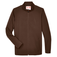 Team 365 Men's Leader Soft Shell Jacket, Sport Dark Brown, Front view
