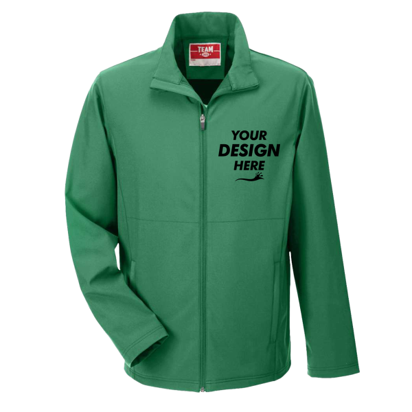 Team 365 Men's Leader Soft Shell Jacket, Sport Dark Green, Front view, Mockup