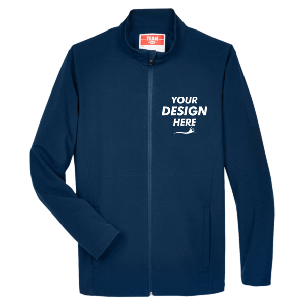 Team 365 Men's Leader Soft Shell Jacket, Sport Dark Navy, Front view, Mockup