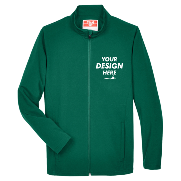 Team 365 Men's Leader Soft Shell Jacket, Sport Forest, Front view, Mockup