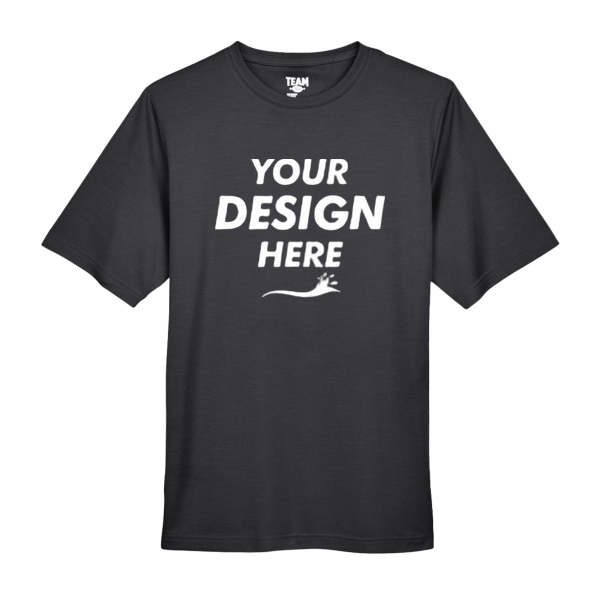 Team 365 Men's Sonic Heather Performance T-Shirt, Black Heather, Front view, Mockup