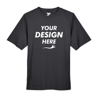Team 365 Men's Sonic Heather Performance T-Shirt, Black Heather, Front view, Mockup