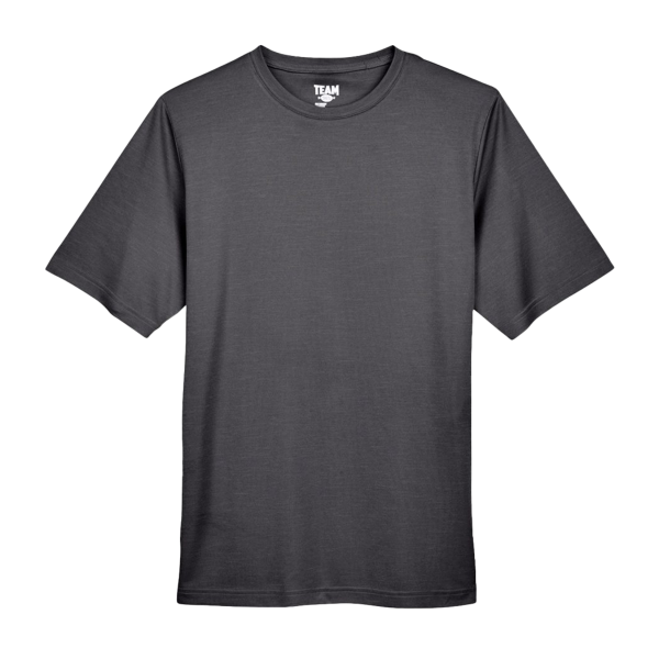 Team 365 Men's Sonic Heather Performance T-Shirt, Dark Grey Heather, Front view