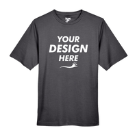 Team 365 Men's Sonic Heather Performance T-Shirt, Dark Grey Heather, Front view, Mockup