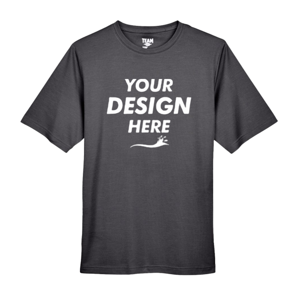 Team 365 Men's Sonic Heather Performance T-Shirt, Dark Grey Heather, Front view, Mockup