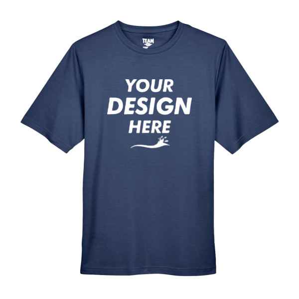 Team 365 Men's Sonic Heather Performance T-Shirt, Sport Dark Navy Heather, Front view, Mockup