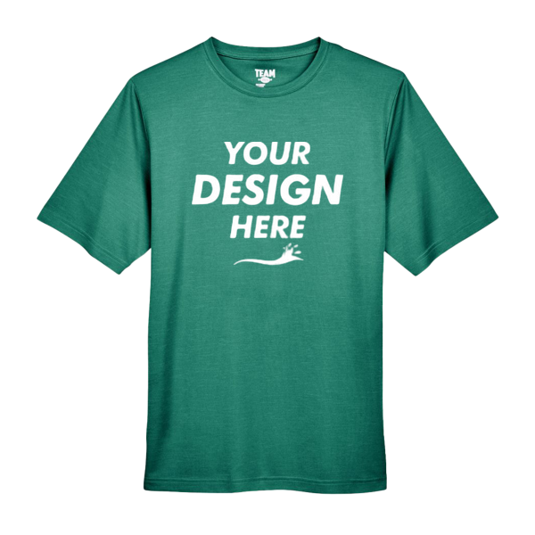 Team 365 Men's Sonic Heather Performance T-Shirt, Sport Forest Heather, Front view, Mockup