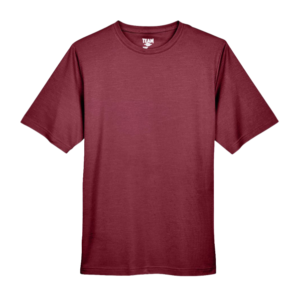 Team 365 Men's Sonic Heather Performance T-Shirt, Sport Maroon Heather, Front view