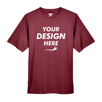 Team 365 Men's Sonic Heather Performance T-Shirt, Sport Maroon Heather, Front view, Mockup