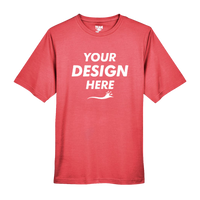 Team 365 Men's Sonic Heather Performance T-Shirt, Sport Red Heather, Front view, Mockup