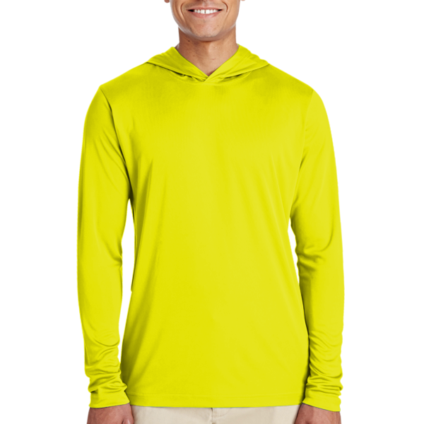 Team 365 Men's Zone Performance Hooded T-Shirt, Safety Yellow, Front view
