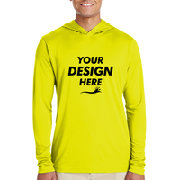 Team 365 Men's Zone Performance Hooded T-Shirt, Safety Yellow, Front view, Mockup
