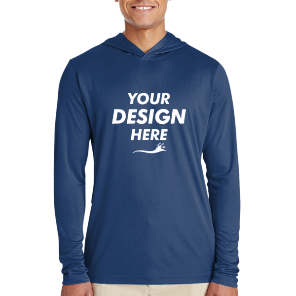 Team 365 Men's Zone Performance Hooded T-Shirt, Sport Dark Navy, Front view, Mockup