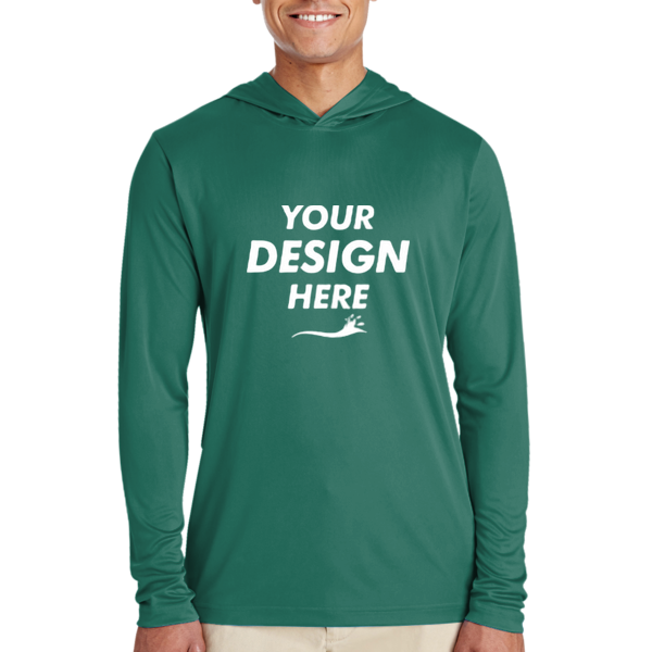 Team 365 Men's Zone Performance Hooded T-Shirt, Sport Forest, Front view, Mockup