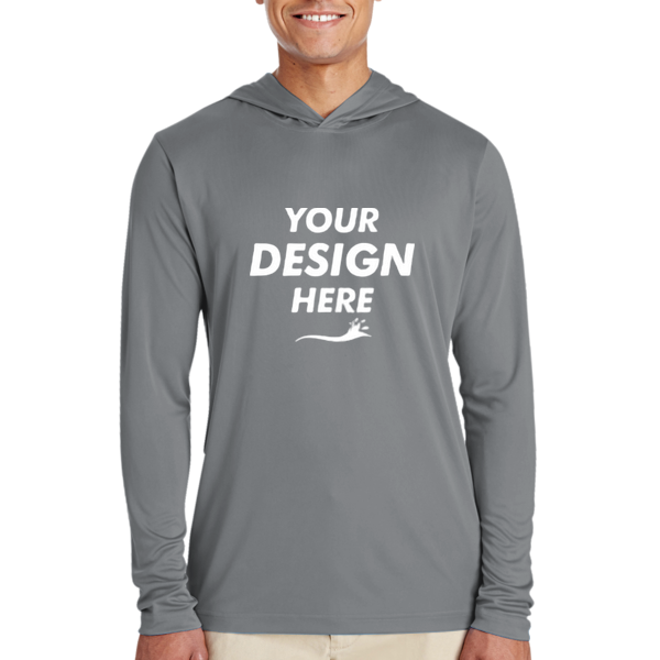 Team 365 Men's Zone Performance Hooded T-Shirt, Sport Graphite, Front view, Mockup