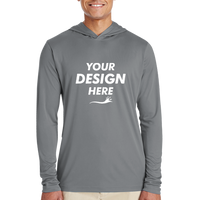 Team 365 Men's Zone Performance Hooded T-Shirt, Sport Graphite, Front view, Mockup