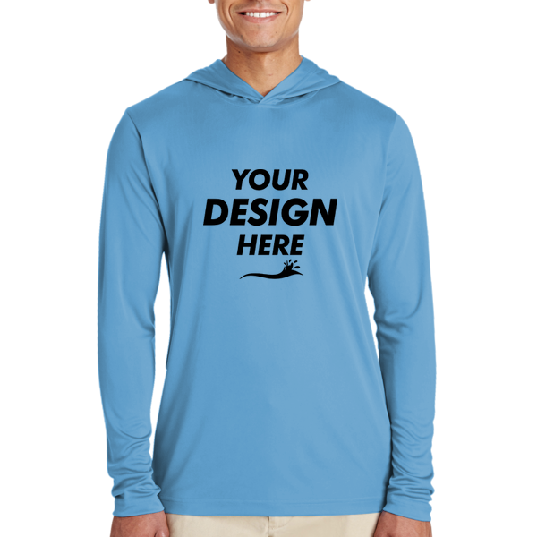 Team 365 Men's Zone Performance Hooded T-Shirt, Sport Light Blue, Front view, Mockup
