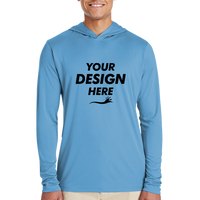 Team 365 Men's Zone Performance Hooded T-Shirt, Sport Light Blue, Front view, Mockup