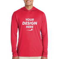 Team 365 Men's Zone Performance Hooded T-Shirt, Sport Red, Front view, Mockup