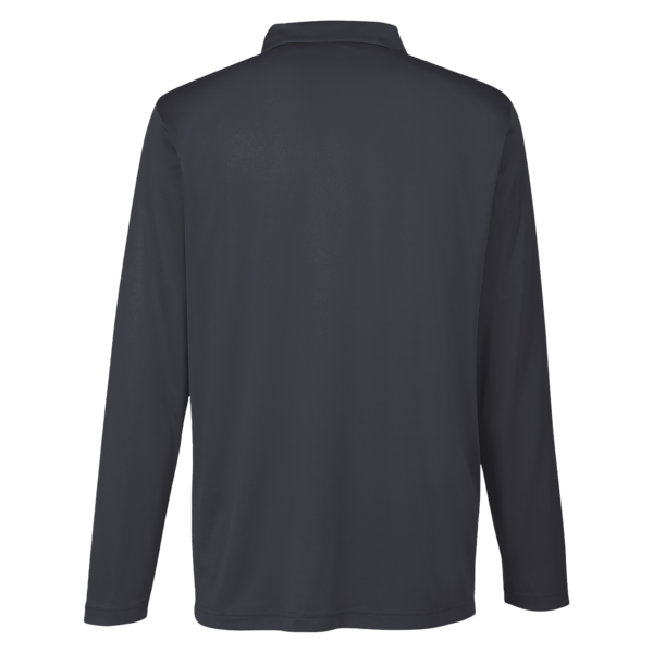 Team 365 Men's Zone Performance Long Sleeve Polo, Black, Back view