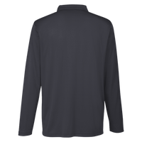 Team 365 Men's Zone Performance Long Sleeve Polo, Black, Back view