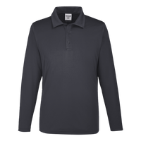 Team 365 Men's Zone Performance Long Sleeve Polo, Black, Front view