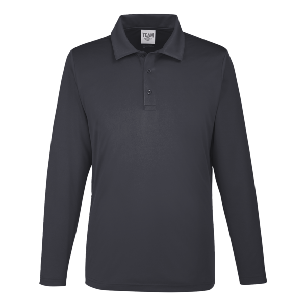 Team 365 Men's Zone Performance Long Sleeve Polo, Black, Front view