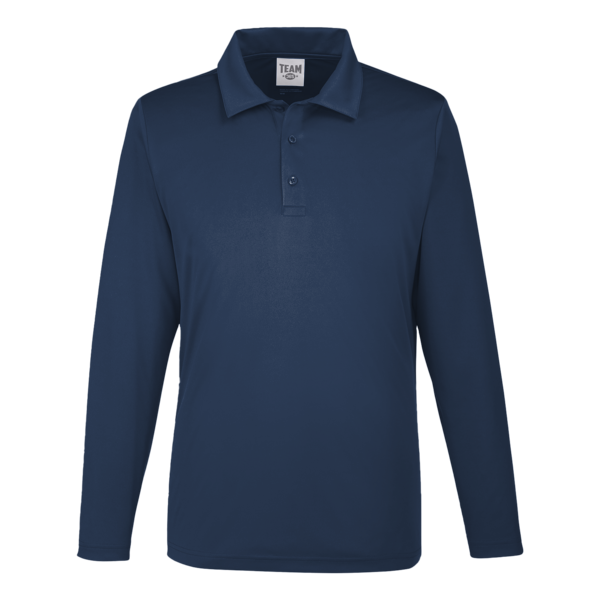 Team 365 Men's Zone Performance Long Sleeve Polo, Sport Dark Navy, Front view