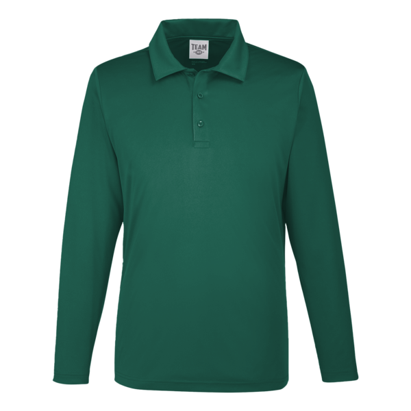 Team 365 Men's Zone Performance Long Sleeve Polo, Sport Forest, Front view