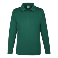 Team 365 Men's Zone Performance Long Sleeve Polo, Sport Forest, Front view