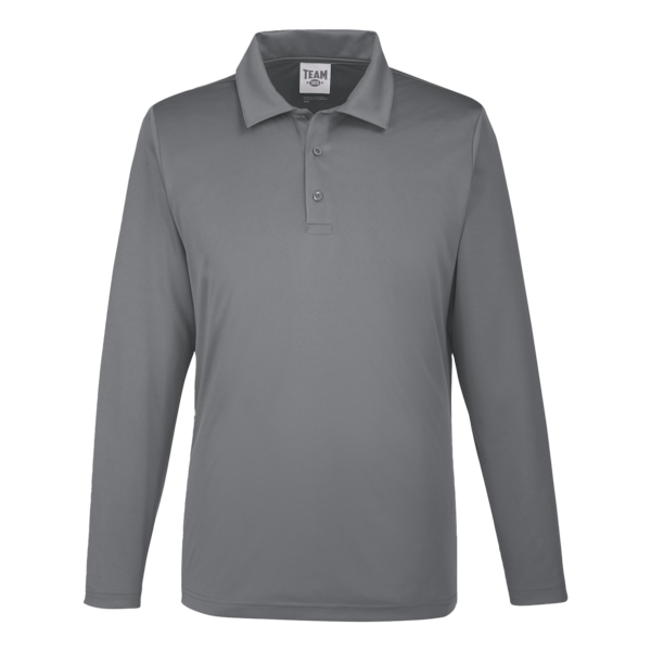 Team 365 Men's Zone Performance Long Sleeve Polo, Sport Graphite, Front view