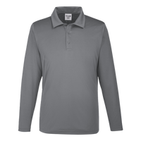 Team 365 Men's Zone Performance Long Sleeve Polo, Sport Graphite, Front view