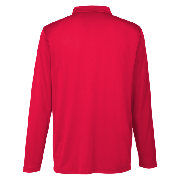 Team 365 Men's Zone Performance Long Sleeve Polo, Sport Red, Back view