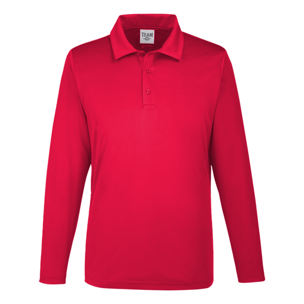 Team 365 Men's Zone Performance Long Sleeve Polo, Sport Red, Front view