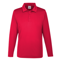 Team 365 Men's Zone Performance Long Sleeve Polo, Sport Red, Front view