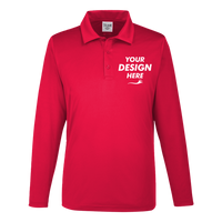 Team 365 Men's Zone Performance Long Sleeve Polo, Sport Red, Front view, Mockup