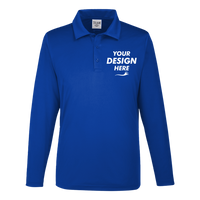 Team 365 Men's Zone Performance Long Sleeve Polo, Sport Royal, Front view, Mockup
