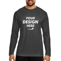 Team 365 Men's Zone Performance Long Sleeve T-Shirt, Black, Front view, Mockup