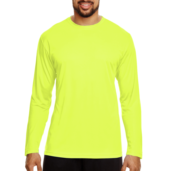 Team 365 Men's Zone Performance Long Sleeve T-Shirt, Safety Yellow, Front view